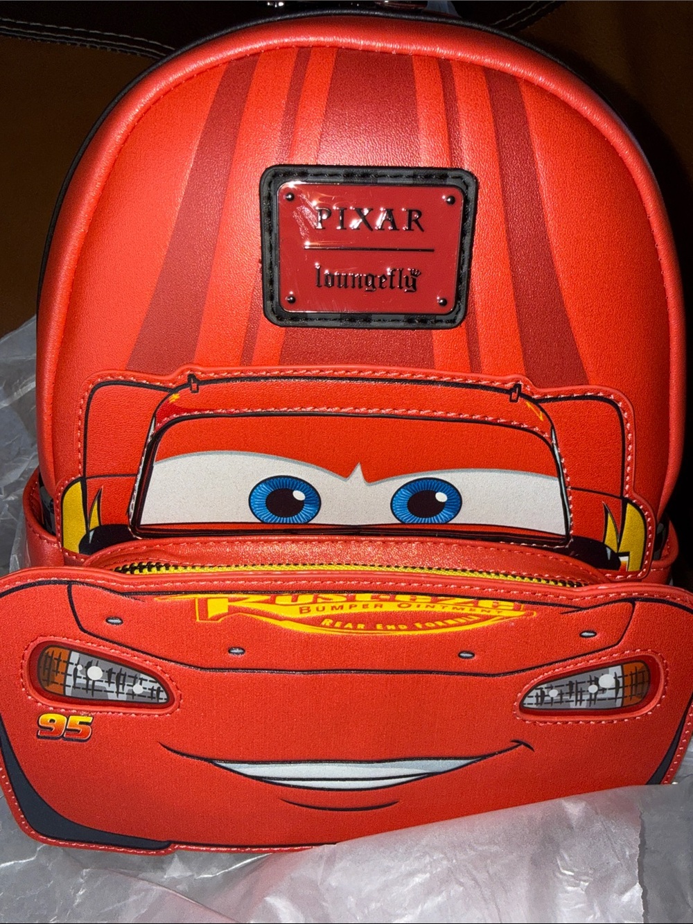 Loungefly Lightning McQueen Mini Backpack - Red, Blue, Yellow 20th Anniversary